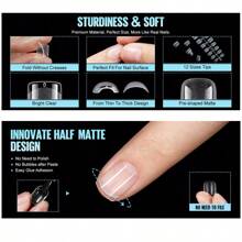 Puntas de uñas de imitación cuadradas extra cortas, conjunto de 120 piezas de puntas de uñas de acrílico mate suave pre-archivadas, puntas de uñas de gel suave preformadas para cubrir la uña completa en 12 tamaños de Gel X puntas de uñas falsas para principiantes y suministros de uñas para salón uñas falsas uña falsa uña acrílica