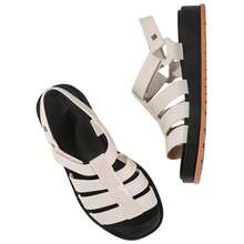 Women Flat Sandals - Đen và trắng - Xem 4