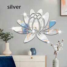 1pc Acrylic Mirror Wall Sticker, Lotus Shape Decorative Sticker Suitable For Bedroom, Office, Living Room, Bathroom, Hallway, Home Decoration,Stickers,Wall Decal,Vinly Decal For Home Decorations,Spring Decoration Items Refesh Your Home,Rama Decoration Stickers Gifts Birthday Graduation