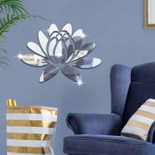 1pc Acrylic Mirror Wall Sticker, Lotus Shape Decorative Sticker Suitable For Bedroom, Office, Living Room, Bathroom, Hallway, Home Decoration,Stickers,Wall Decal,Vinly Decal For Home Decorations,Spring Decoration Items Refesh Your Home,Rama Decoration Stickers Gifts Birthday Graduation