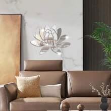 1pc Acrylic Mirror Wall Sticker, Lotus Shape Decorative Sticker Suitable For Bedroom, Office, Living Room, Bathroom, Hallway, Home Decoration,Stickers,Wall Decal,Vinly Decal For Home Decorations,Spring Decoration Items Refesh Your Home,Rama Decoration Stickers Gifts Birthday Graduation