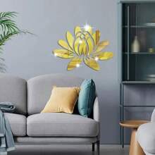 1pc Acrylic Mirror Wall Sticker, Lotus Shape Decorative Sticker Suitable For Bedroom, Office, Living Room, Bathroom, Hallway, Home Decoration,Stickers,Wall Decal,Vinly Decal For Home Decorations,Spring Decoration Items Refesh Your Home,Rama Decoration Stickers Gifts Birthday Graduation