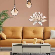 1pc Acrylic Mirror Wall Sticker, Lotus Shape Decorative Sticker Suitable For Bedroom, Office, Living Room, Bathroom, Hallway, Home Decoration,Stickers,Wall Decal,Vinly Decal For Home Decorations,Spring Decoration Items Refesh Your Home,Rama Decoration Stickers Gifts Birthday Graduation