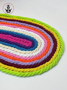1 Pair Premium 8mm Width Handmade 3-Strand Rope Thick & Linen Shoelaces With Colorful Braided Decoration - Claret - View 3