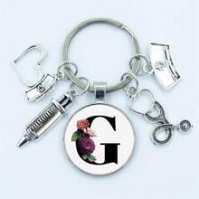 1入女性聽診器&注射器&信初鑰匙扣,醫療金屬背包裝飾鑰匙扣,護士節禮物 - 彩色 - 查看 14