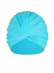 Touca de Natação Estilosa Plus Size com Design Franzido, Essenciais de Praia, Acessórios de Praia, Boia de Piscina