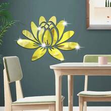 1pc Acrylic Mirror Wall Sticker, Lotus Shape Decorative Sticker Suitable For Bedroom, Office, Living Room, Bathroom, Hallway, Home Decoration,Stickers,Wall Decal,Vinly Decal For Home Decorations,Spring Decoration Items Refesh Your Home,Rama Decoration Stickers Gifts Birthday Graduation