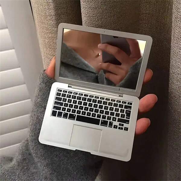 1pc Simulation Laptop Modeling Makeup Mirror Personalized Portable Mini Makeup Mirror Air Mirror Best Gifts Compatible With MacBook Birthday Graduation