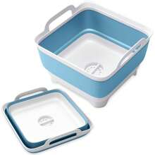 1個可摺疊式9l碗盤桶,可折疊式洗衣桶,帶排水塞的洗漱盆,可攜帶式露營碗盤桶,可攜帶式洗碗盆