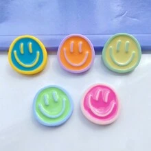 5pcs Random Color Diy Smile Face Resin Fridge Magnets - Multicolor - View 1