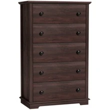 HIFYOBRO 5 Drawers Dresser Chests, Double Anti-Toppling Dressers Cabinets, Tall Closet Dresser With Drawer, Wooden Organizer,Storage Cabinet For Bedroom/Living Room/Nursery/Hallway