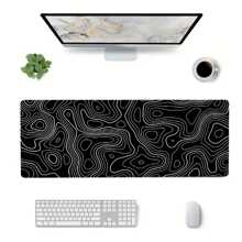 1pc Abstract Line Large Gaming E-Sports Computer Oversized Extended Thickened Mouse Pad, Desktop Mat Desk Pad, Non-Slip Mouse Pad, Washable Rubber Material Mouse Pad - Black - View 4