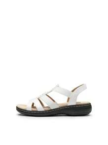 Flat Sandals For Women Comfortable Elastic Strap Walking Sandals Rhinestone Open Toe Casual Sandals - White - View 4