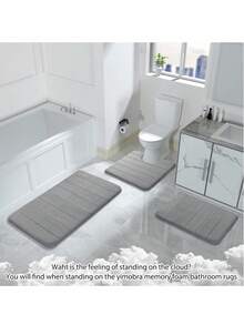 1 Miếng Bọt Nhớ Thảm nhà tắm , Thoải mái , Mềm mại , Siêu hấp thụ , Máy giặt được , Không trượt , Dày Và Nhanh khô , Đối với Phòng tắm Sàn nhà - Xám - Xem 8