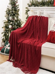 Red Cozy Throw Blanket, Suitable For Sofa, Bohemian Bed End, Living Room Decor, Ideal For Christmas And Everyday Use