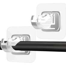 2pcs/Set Clear Rod Clip Curtain Rod Hooks, Non-Drilling Stick-On Expandable Rod Holders For Home Decoration