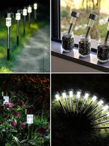 1/8/10/12PCS Solarne lampy zewnętrzne, oświetlenie krajobrazu LED ze stali nierdzewnej, oświetlenie ścieżki ogrodowej, wodoodporne lampy zewnętrzne, solarne lampy ogrodowe, solarne lampy ogrodowe, do ścieżek, dziedzińców, ogrodów, trawników, chodników, tarasów i podjazdów, solarne lampy zewnętrzne