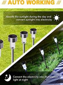 1/8/10/12PCS Solarne lampy zewnętrzne, oświetlenie krajobrazu LED ze stali nierdzewnej, oświetlenie ścieżki ogrodowej, wodoodporne lampy zewnętrzne, solarne lampy ogrodowe, solarne lampy ogrodowe, do ścieżek, dziedzińców, ogrodów, trawników, chodników, tarasów i podjazdów, solarne lampy zewnętrzne