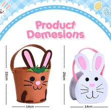 Canasta Pascua para Niños, Juego de 2 Bolsas de Pascua, Canasta para Conejos de Pascua, Cesta de Fieltro de Pascua Decoracion, Cestas de Regalo para Niños, Regalos de Fiesta de Pascua - Conejo - Ver 2