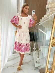 Women Dresses - 玫紅色 - 查看 3