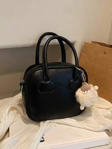 1件高級時尚多用途女士手提包,附掛飾,使用耐用、防污、防水pu材料製成,尺寸為8.3 * 7.1 * 3.5英寸,足夠大,可放置手機、錢包、充電器等必備物品,適用於旅行和派對 - 黑色 - 查看 8