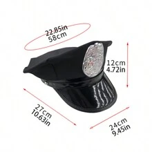 1pc Adult Women's Black Police Hat For Halloween Cosplay, Uniform Role-Play And Costume Party - Multicolor - View 2