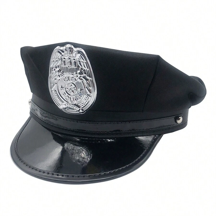 1pc Adult Women's Black Police Hat For Halloween Cosplay, Uniform Role-Play And Costume Party - Multicolor - View 1