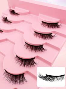 Confezione Da 10 Paia Di Ciglia Finte Ad Angolo Naturale Lunghe Alla Radice E Cortissime Alle Punte Per Un Look Naturale, Lavabili E Riutilizzabili. ciglia finte, ciglia finta