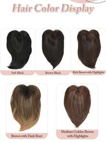 Hair Topper 12 Inch Hair Toppers For Women With Thinning Hair 6.5"X6.5" Large Base Synthetic Hair Topper With Bangs Fiber Wiglets Ladies - Black Brown - View 11