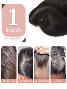 Hair Topper 12 Inch Hair Toppers For Women With Thinning Hair 6.5"X6.5" Large Base Synthetic Hair Topper With Bangs Fiber Wiglets Ladies - Black Brown - View 7