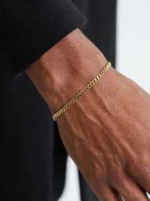 FOREVER QUEEN 925 Sterling Silver 3mm Chain Bracelet Diamond-Cut Link Curb Chain Bracelet Jewelry Best Gift For Women Men - Gold - View 5