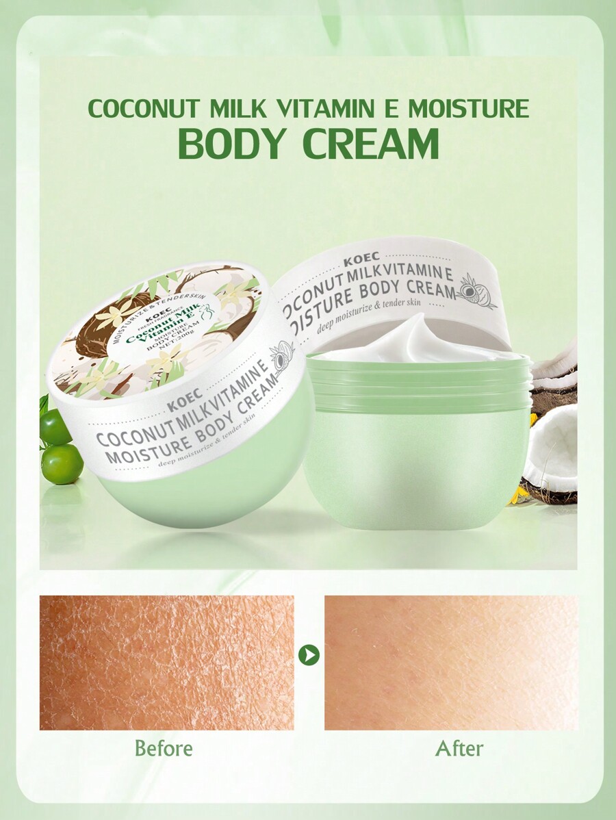KOEC Coconut Milk Vitamin E Moisture Body Cream 200g, Nourishing