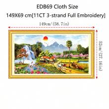 [Bright Silk Thread] Qingfei Countryside Cross Stitch Scenery Of Harvesting, Farming, Mountain And Water, Harvesting In The Fields, Living Room Diamond Painting, Khmer And Vietnamese Patterns, European Style Diy Hand Embroidery - Bright Silk Thread - View 3