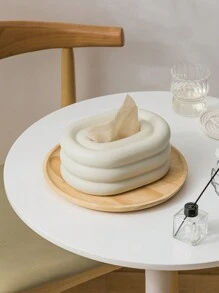 1pc Ceramic Tissue Box, Creamy White Circle Design Decorative Napkin Holder, Living Room Coffee Table Creative Decoration, Home Decoration, Ceramic Handkerchief Box, Tissue Box Cover, Napkin Dispenser Tray, Home Decorations, Home Organization And Storage, Room Decor, Kitchen Accessories, Kitchen Tools, Organizer Kitchen, Travel, Holiday, Napkin Holder, Festival Family Gathering, For Home Kitchen Dining Room, Decorative Box, Women Wedding Gift, Summer Travel Holiday Festival Must-Have
