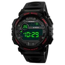 Honhx 1 Pieza Reloj Deportivo Para Niños Con Correa De Goma Y Esfera Digital Redonda. Adecuado Para La Vida Diaria, Ideal Como Regalo Para Parejas/festival - Rojo - Ver 9