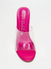 Women's Clear Shaped Body Slip On Heels - Single Round Toe Clear High Heel For Casual - 粉色 - 查看 6