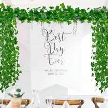 2 件/4 件/6 件/12 件常春藤花环带叶，人造悬挂藤蔓，非常适合婚礼派对、花园节、墙壁装饰、情人节、生日毕业礼物、假植物 - 綠色 - 查看 4