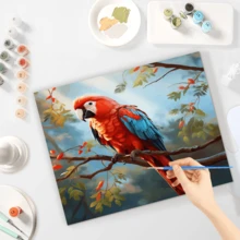 RUOPOTY 1入數字畫鸚鵡畫套件,提供給成人的顏色填充畫,手繪diy禮物,40x50cm / 16x20英寸無框 - 彩色 - 查看 4