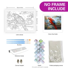 RUOPOTY 1入數字畫鸚鵡畫套件,提供給成人的顏色填充畫,手繪diy禮物,40x50cm / 16x20英寸無框 - 彩色 - 查看 2