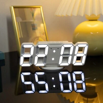 1pc LED 3D Digital Clock, Creative LED Desk/Wall Clock With Real-Time Temperature Display, Home Decor, Bedroom Decor, Dorm Decor, Birthday/Graduation Gift, School Supplies