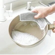 10 chiếc Máy chà sàn rửa chén bằng dây kim loại, Khăn lưới làm sạch và rửa chén nhà bếp, Vải lau máy rửa chén không dính và không dầu, Máy hút mùi dầu, Vải lau nồi và bồn rửa, Chất tẩy vết bẩn, Dụng cụ vệ sinh nhà bếp Cắm trại - Bạc - Xem 3