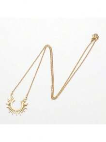 Un Collar de Colgante Geométrico en forma de Sol, Simple, de Acero Inoxidable Chapado en Oro de 18K, Adecuado para el Uso Diario de las Mujeres, Citas y Regalo de Cumpleaños
