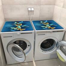 1pc Butterfly Pattern Washing Machine Dust Cover, Made Of Tpr Material, Suitable For Top Of Washing Machine & Dryer - Multicolor - View 4