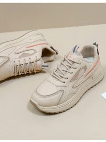 新款时尚百搭女士运动鞋，适合所有季节，可爱复古风格，休闲度假风格，户外徒步跑步舞蹈运动鞋，防滑轻便舒适皮革，时尚休闲简约风格运动鞋，轻便耐用简约百搭女士运动休闲鞋（尺码偏小，建议订购大一码） - 卡其色 - 查看 6