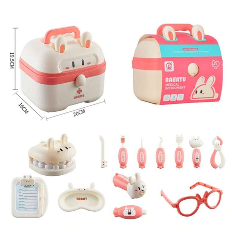 14 piezas Juego de doctor para niños - Kit de herramientas médicas, que incluye estetoscopio/jeringa, adecuado para niños y niñas de 3 a 6 años de edad para juegos de roles - Conjunto de caja médica de juguete pequeño doctor - Añade 16