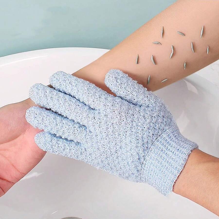 2pcs Pink & Blue Exfoliating Bath Gloves & Scrub Towels, Strong