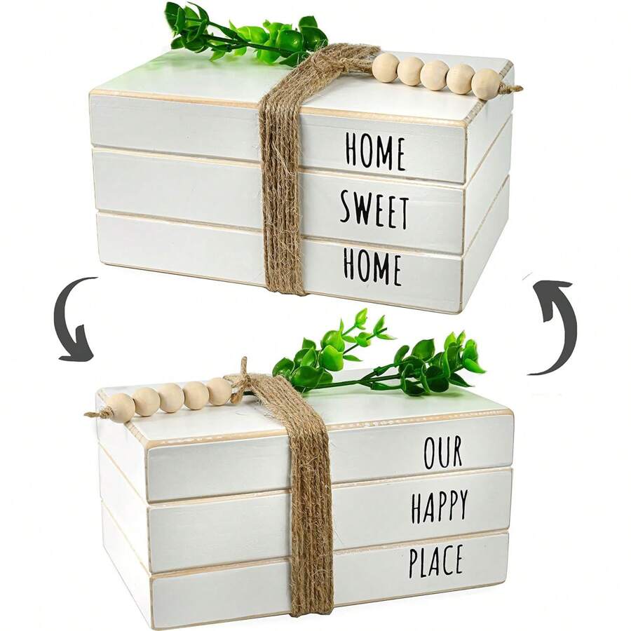 2in1 Decorative Books For Home Decor,Stacked Books For Decor,Coffee Table Decor, Decor Books,Farmhouse Books, Book Decor, Stacked Books Decor,Fake Table Books,White Fake,Book Stack Decor - White - View 1