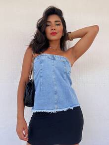 Women Denim Tops - Rửa trung bình - Xem 3