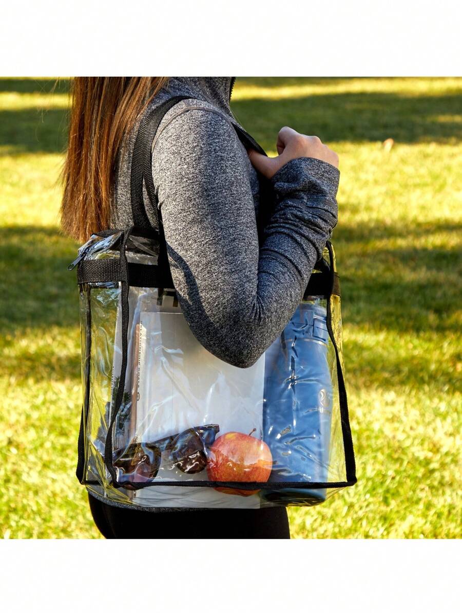 2 Pack Clear Stadium Approved Bags 12x6x12 Large Transparent Tote Bags With Zippers And