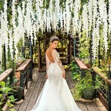 10pcs, Stunning Artificial Wisteria Hanging Flowers - Perfect For Home, Party, And Wedding Decor - White - View 5